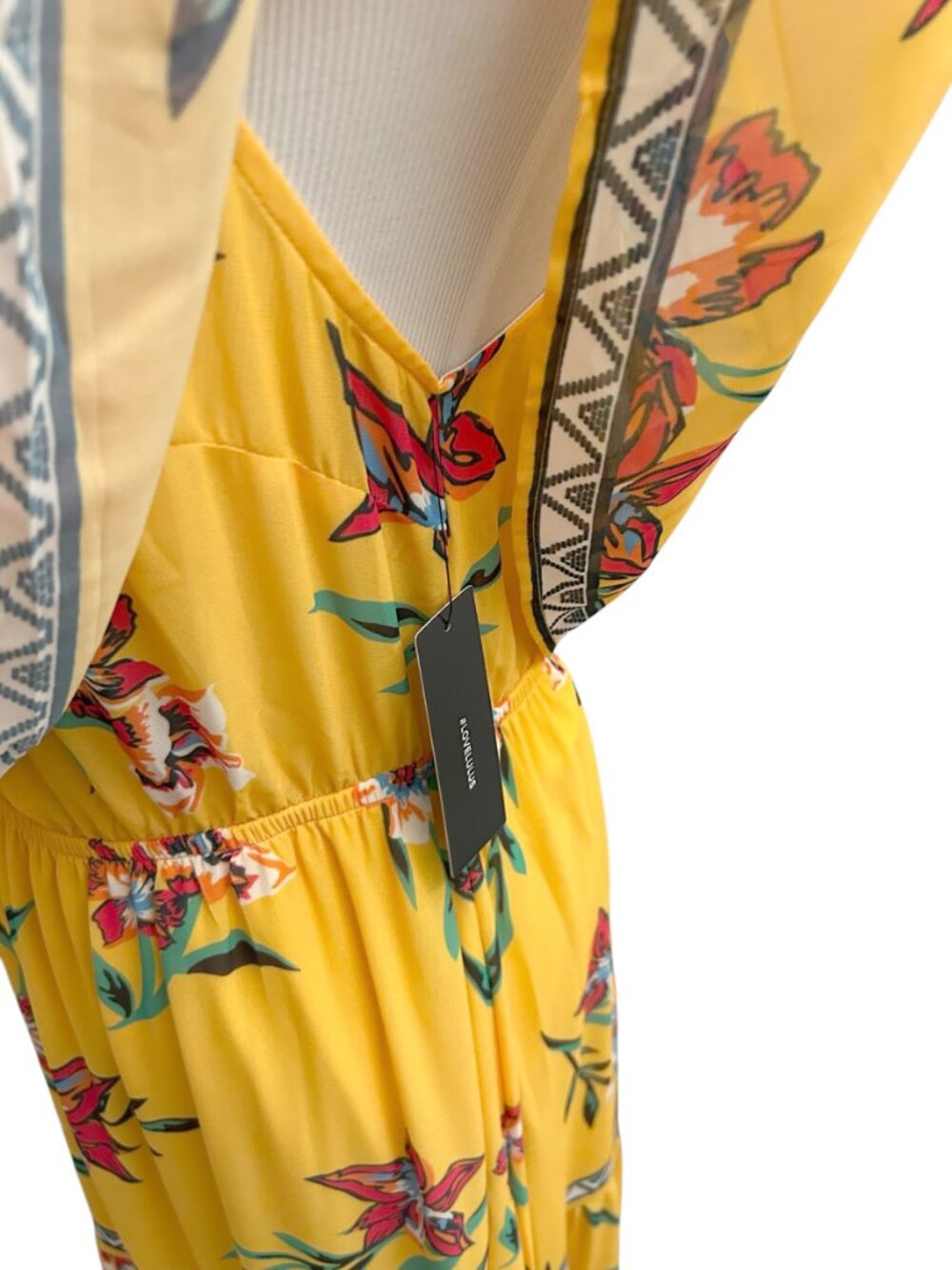 Lulus Size M Medium Cancun Cutie Yellow Floral Off-the-Shoulder Maxi Dress NWT - Picture 5 of 8